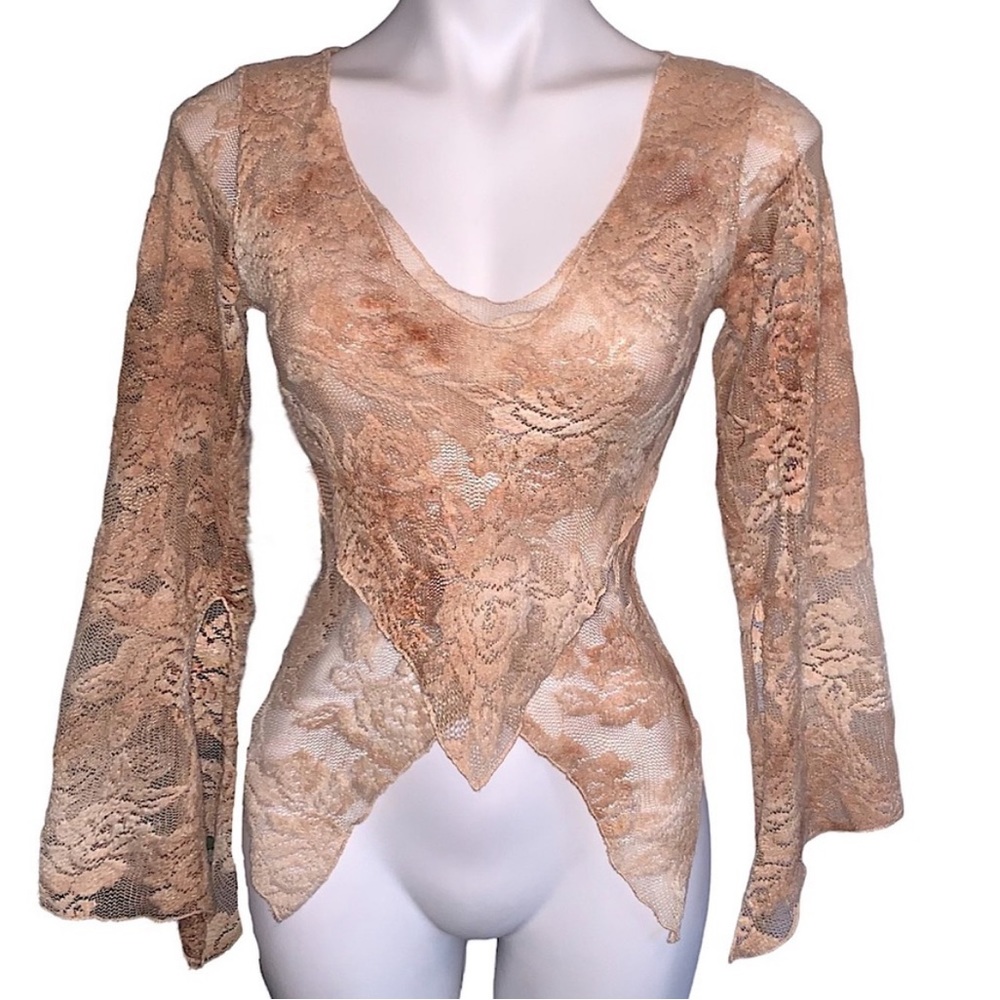 Vintage Promesa Mesh Y2K Layered Split Floral Top